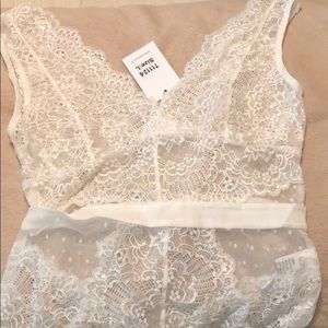 White lace body suit